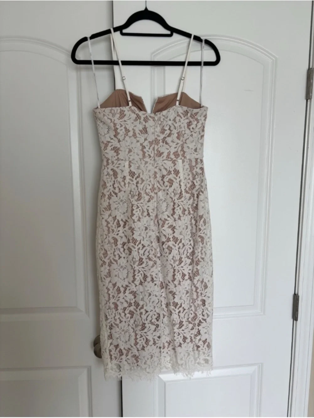 H&M Ivory Lace Midi Dress with Nude Underlay